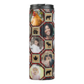 Familie Foto Collage 15 Red Black Buffalo Pset Thermosbeker (Achterkant)