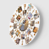 Familie Foto Collage 17 Afbeeldingen  White Gold Grote Klok (Hoek)