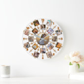 Familie Foto Collage 17 Afbeeldingen  White Gold Grote Klok (Huis)