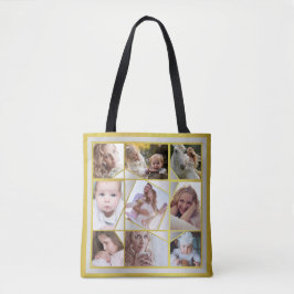 Familie Foto Collage 18 Instagram Pic Gold Silver Tote Bag