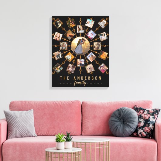 Familie Foto Collage 21 Afbeeldingen Black Gold +  Canvas Afdruk (Insitu (Woonkamer))