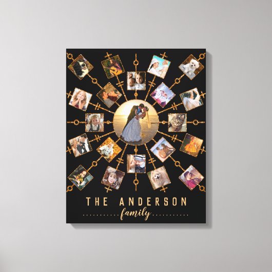 Familie Foto Collage 21 Afbeeldingen Black Gold +  Canvas Afdruk (Voorkant)