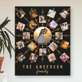 Familie Foto Collage 21 Afbeeldingen Black Gold +  Canvas Afdruk