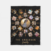 Familie Foto Collage 21 Afbeeldingen Black Gold + Fleece Deken (Voorkant)
