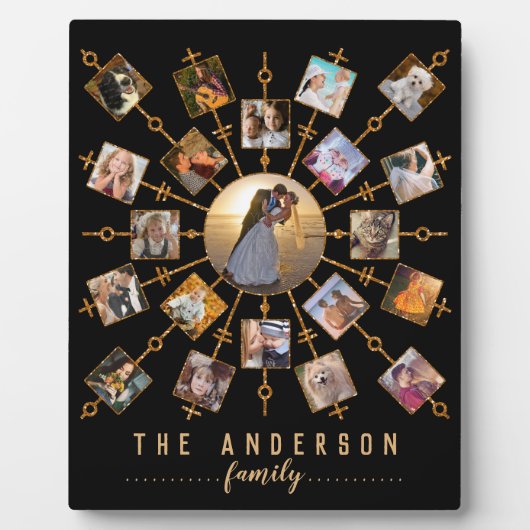 Familie Foto Collage 21 Afbeeldingen Black Gold +  Fotoplaat (Voorkant)