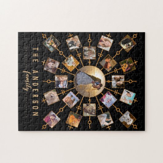 Familie Foto Collage 21 Afbeeldingen Black Gold +  Legpuzzel (Horizontaal)