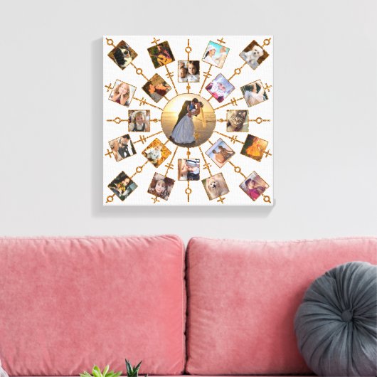 Familie Foto Collage 21 Afbeeldingen White Gold Canvas Afdruk (Insitu (Woonkamer))