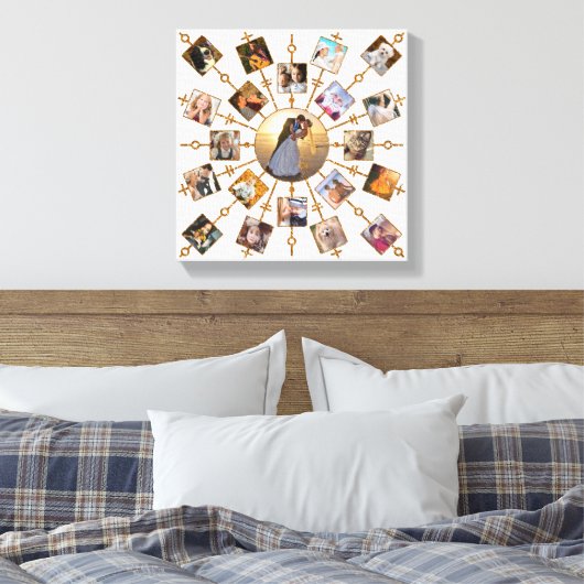 Familie Foto Collage 21 Afbeeldingen  White Gold Canvas Afdruk (Insitu (Slaapkamer))
