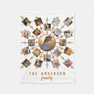 Familie Foto Collage 21 Afbeeldingen White Gold +  Fleece Deken