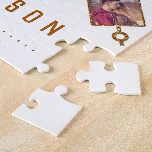 Familie Foto Collage 21 Afbeeldingen White Gold +  Legpuzzel (Zijkant)