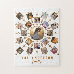 Familie Foto Collage 21 Afbeeldingen White Gold +  Legpuzzel