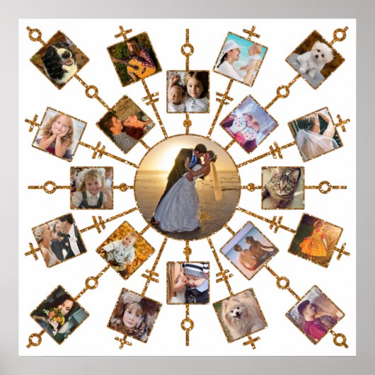 Familie Foto Collage 21 Afbeeldingen  White Gold Poster (Voorkant)