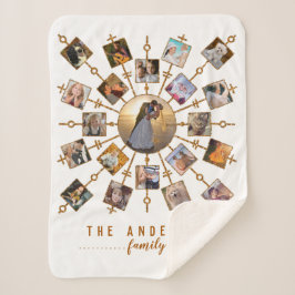 Familie Foto Collage 21 Afbeeldingen White Gold +  Sherpa Deken