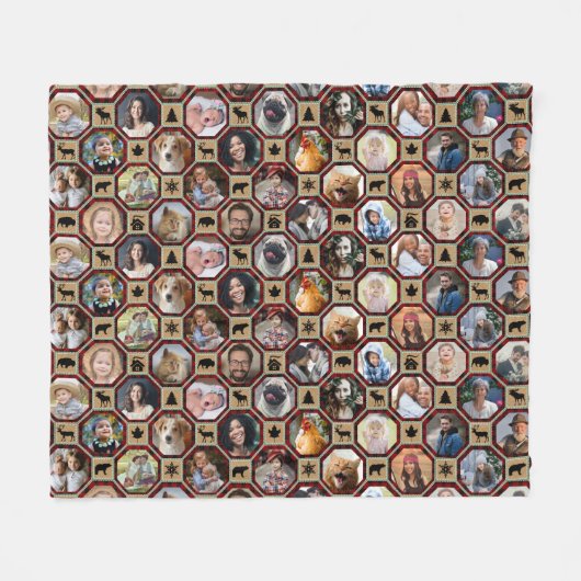 Familie Foto Collage 28 Red Buffalo Play Quilt Fleece Deken (Voorkant (Horizontaal))