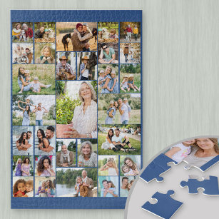 Familie Foto Collage 31 Afbeelding Blue Legpuzzel
