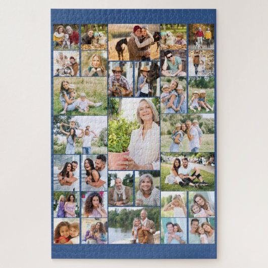 Familie Foto Collage 31 Afbeelding Blue Legpuzzel (Verticaal)