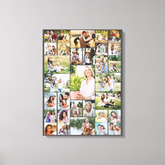 Familie Foto Collage 31 Afbeelding Dark Gray Canvas Afdruk (Voorkant)