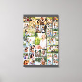 Familie Foto Collage 31 Afbeelding Dark Gray Tall Canvas Afdruk (Voorkant)