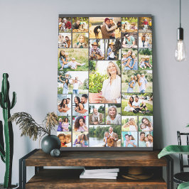 Familie Foto Collage 31 Afbeelding Dark Gray Tall Canvas Afdruk