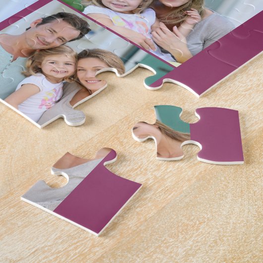 Familie Foto Collage 31 Afbeelding Roze Puzzle Legpuzzel (Zijkant)