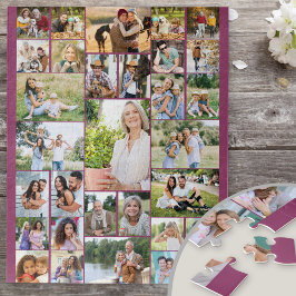 Familie Foto Collage 31 Afbeelding Roze Puzzle Legpuzzel