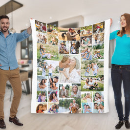 Familie Foto Collage 31 Afbeelding White Fleece Deken