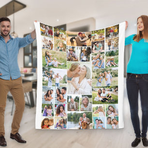 Familie Foto Collage 31 Afbeelding White Fleece Deken