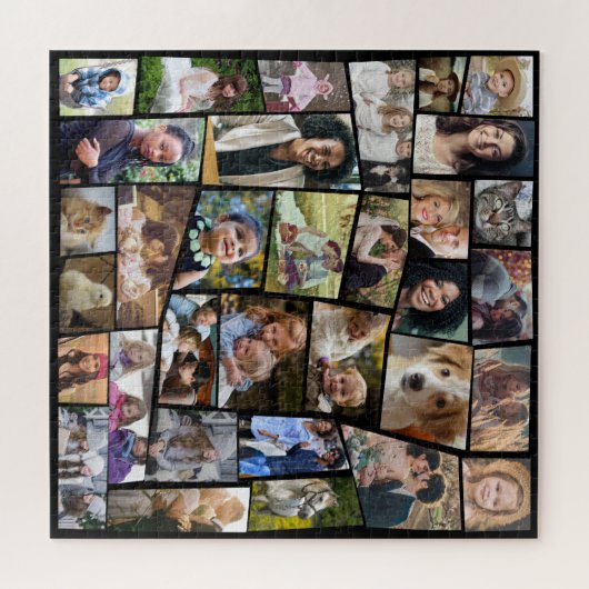 Familie Foto Collage 33 Pics Easy Sjabloon Legpuzzel (Horizontaal)