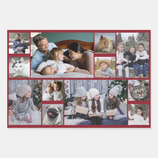 Familie Foto Collage 36 Afbeeldingen 3 Kleuren Aan Inpakpapier Vel (Voorkant)