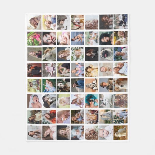 Familie Foto Collage 56 Square Afbeelding Easy Cus Fleece Deken (Voorkant)