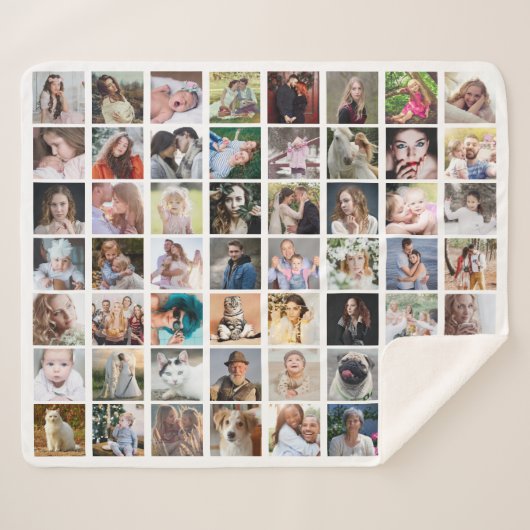 Familie Foto Collage 56 Square Afbeelding Easy Cus Sherpa Deken (Voorkant (horizontaal))