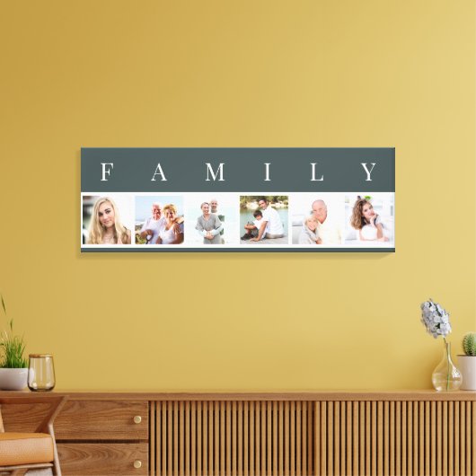 FAMILIE Foto Collage 6 Afbeelding Grauwe grijs Canvas Afdruk (Insitu (Woonkamer))