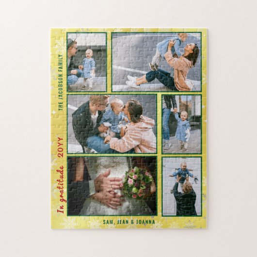 Familie Foto Collage 6 Afbeeldingen Golden geperso Legpuzzel (Verticaal)