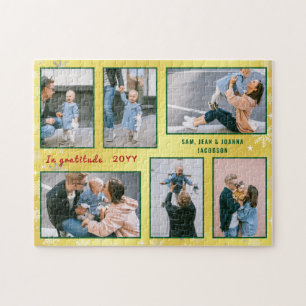 Familie Foto Collage 6 Afbeeldingen Golden geperso Legpuzzel