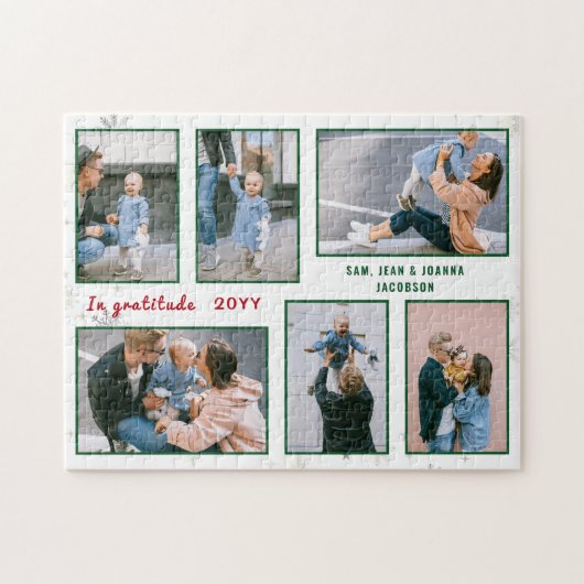 Familie Foto Collage 6 Afbeeldingen Wit Gepersonal Legpuzzel (Horizontaal)