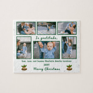 Familie Foto Collage 6 Afbeeldingen Wit Gepersonal Legpuzzel
