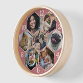 Familie Foto Collage 7 Aangepaste Roze Zeshoek Blo (Hoek)