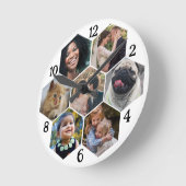 Familie Foto Collage 7 Aangepaste Witte Zeshoek Bl Ronde Klok (Hoek)