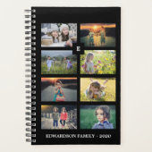 Familie foto collage 8 foto's zwart gepersonalisee planner (Voorkant)
