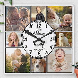 Familie Foto Collage 8 Instagram Afbeelding Oval N Vierkante Klok
