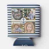 Familie Foto Collage 8 Stuks Monogram Anker Streep Blikjeskoeler (Achterkant)