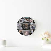 Familie Foto Collage 9 Aangepaste foto's Naam toev Ronde Klok (Huis)