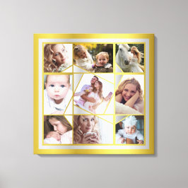Familie Foto Collage 9 Instagram Pic Gold Silver Canvas Afdruk