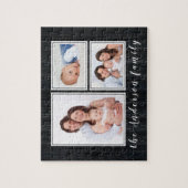 Familie Foto Collage Aangepaste Naam Modern Legpuzzel (Verticaal)