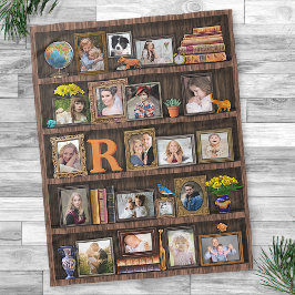 Familie Foto Collage Antiek boekenkast Persoonlijk Fleece Deken