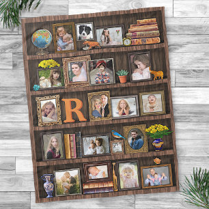 Familie Foto Collage Antiek boekenkast Persoonlijk Fleece Deken