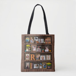 Familie Foto Collage Antiek boekenkast Persoonlijk Tote Bag