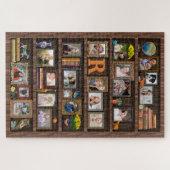 Familie Foto Collage Antiek Bookcase Aangepast gro Legpuzzel (Horizontaal)