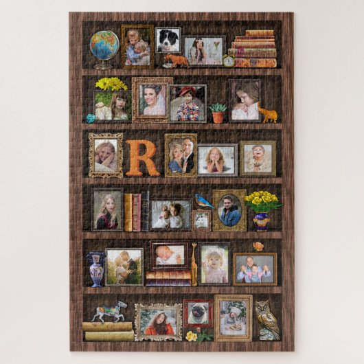 Familie Foto Collage Antiek Bookcase Aangepast gro Legpuzzel (Verticaal)