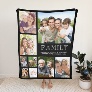 Familie Foto Collage Black Fleece Deken